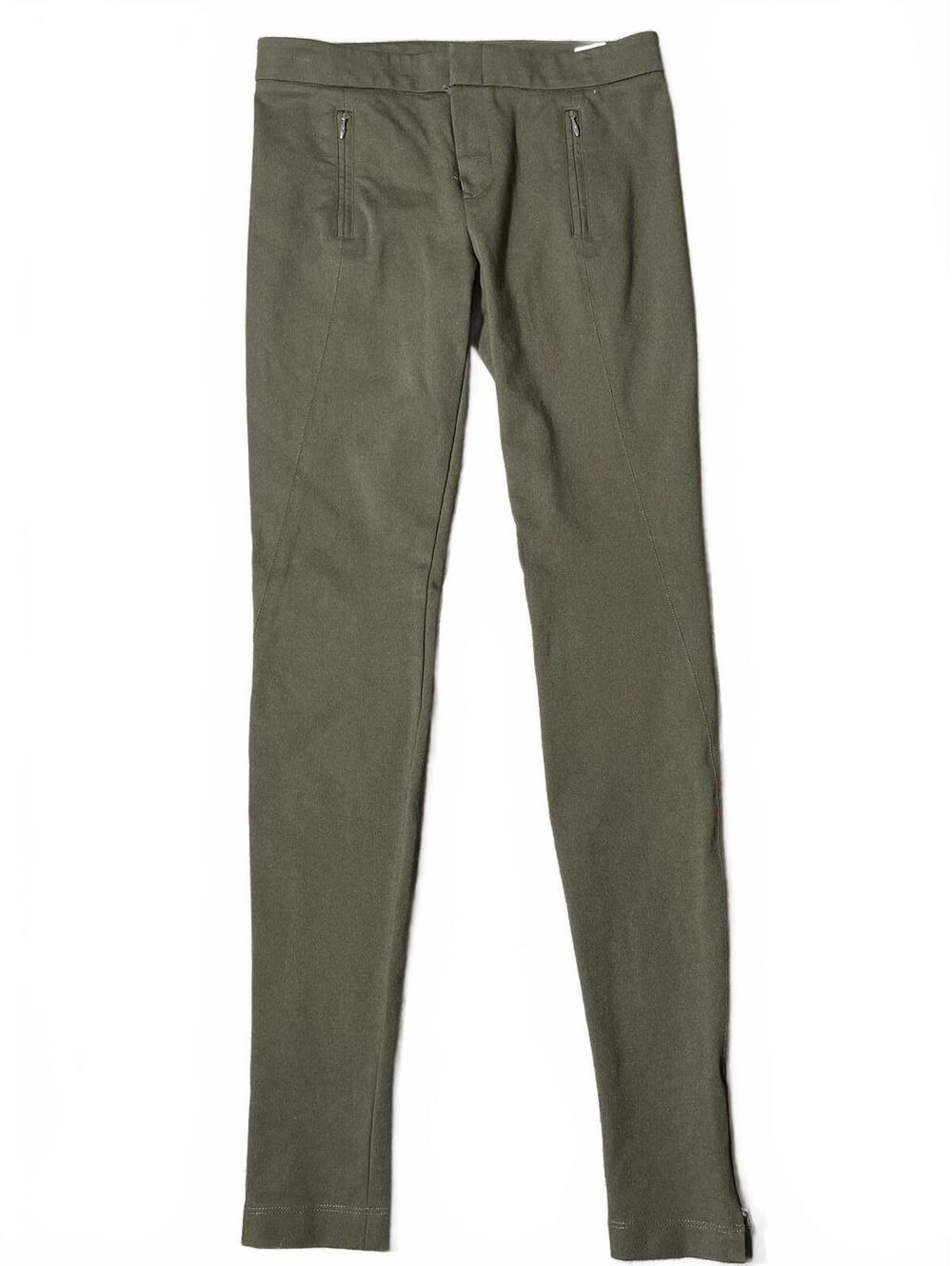 VINCE Women's Olive Green Stretch Skinny Moto Pants Ankle Zipper Details Size 4